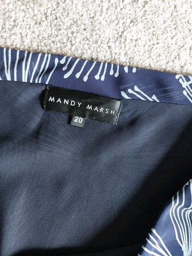 mandy marsh design chiffon style lined navy duck egg blueElasticated waist skirt - Picture 3 of 6