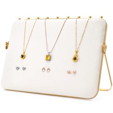 Velvet Necklace Display Stand, Beige  Gold Necklace Jewelry Showcase Holder,...