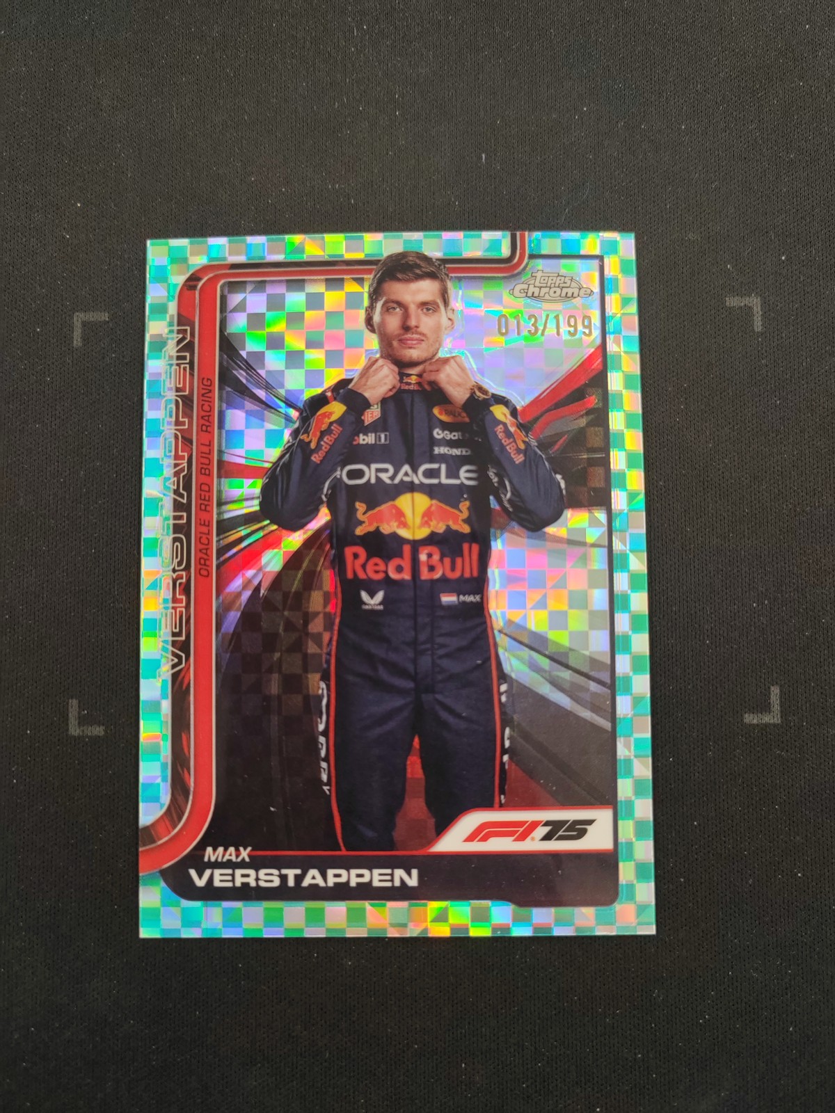 2025 Topps Chrome F1 Max Verstappen Portrait Aqua Checker Refractor 013/199 #1