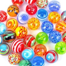 SallyFashion 32PCS Glass Marbles Bulk, 16mm/0.6inch Handmade Colorful