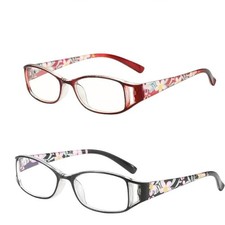 Reading Glasses Classic Rectangle Floral Temples 2 Piece Set Strength 1.50 new