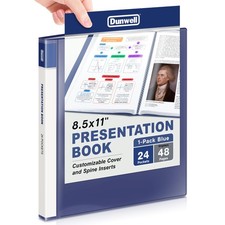 Dunwell Presentation Binder 24-Pocket, Displays 48 Pages, 1 Pack, Navy Blue