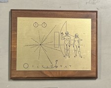 1970s PIONEER SPACECRAFT CARL SAGAN Vtg SPACE BELT BUCKLE NASA Brass Nepo Inc