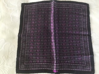 Stefano Ricci Pocket Square 100% Silk Handkerchief. Purple/Grey/Black