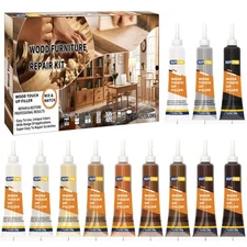 Wood Repair Kit - 12 Color Fillers for Cracks, Scratches, Stains