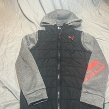 Puma Kids Winter Jacket 14-16 L Full zip Black and grey hooded