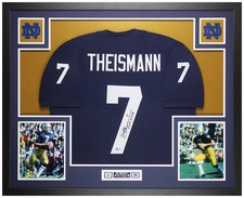 Joe Theismann Autographed & Framed Blue Notre Dame Jersey Auto Beckett COA