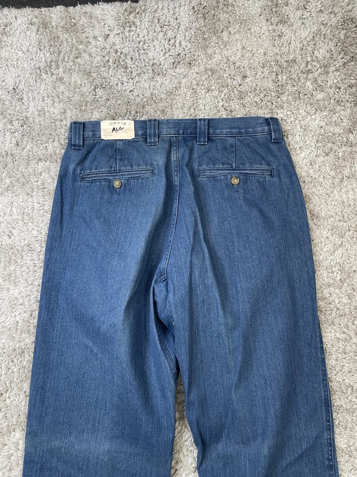 Orvis Pants Mens 32 Blue Denim Chino Zip Fly Welt Pockets Death Valley Dn - product detail image 11