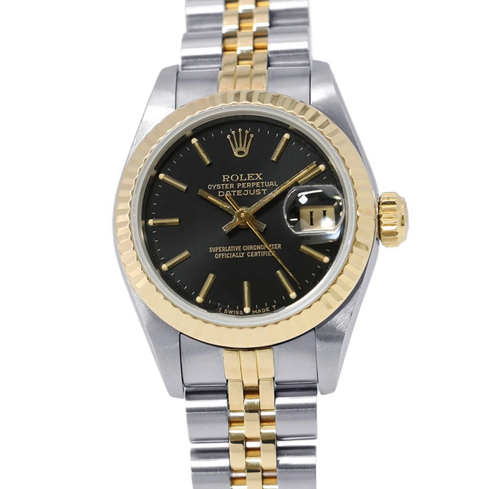Rolex — ROLEX Datejust 26mm Steel 18K Yellow Gold Black Dial 69173