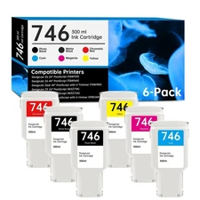 746 Ink Cartridge 300ml 6-Pack For HP 746 P2V83A-P2V78A DesignJet Z6 Z9+ Ink Kit