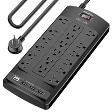 18 Outlets Surge Protector Power Strip - 10 Feet Flat Plug Heavy Duty Extensi...