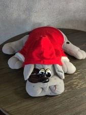 Vtg 1985 Tonka Pound Puppies 18" Plush Gray Dog Brown Spots No Collar Clean! 