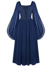 Scarlet Darkness Renaissance Costume Women Halloween Medieval Witch Dress I...