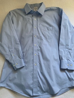 Brooks Brothers Button Down Shirt Men's 17.5  2/3 Regent  1818  BLUE  Non Iron