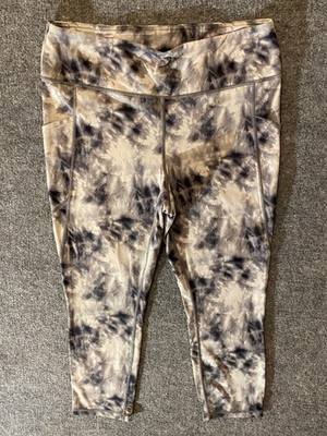 J Jill Leggings Womens M Performance High Rise Pockets Zip Back Tie Dye Gray