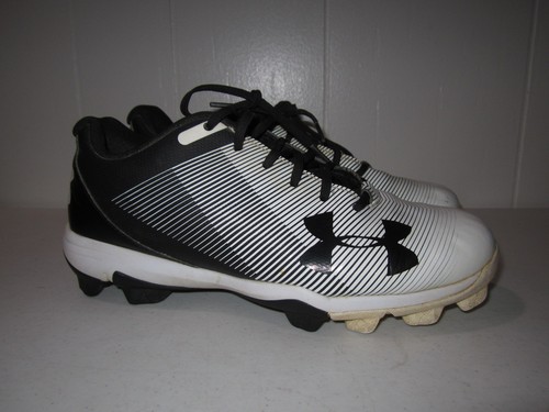 Crampons de baseball noir et blanc Under Armour Spotlight verrouillés taille 5 ans - Photo 4/11