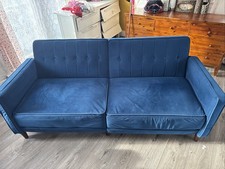 Velvet Sofa Bed 3 seater Blue