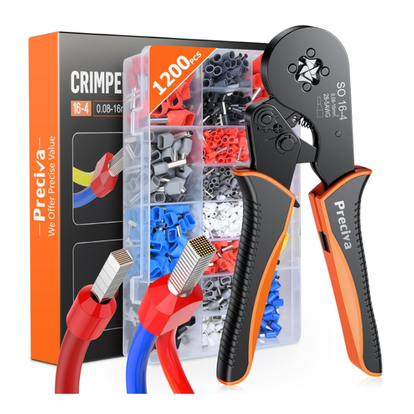 Preciva CT811201 Crimpzange 0,08-16Mm² Set 1200 AderendhüLsen Chrom Werkzeug-image