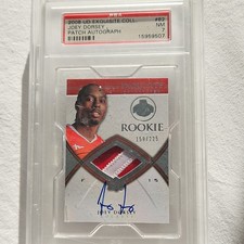 2008-09 UD ESQ RC Auto Patch Joey Dorsey #82 Exquisite Collection /225 PSA 7 NM