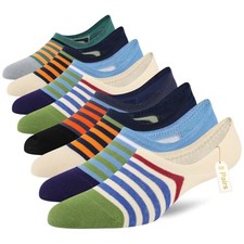 Mens No Show Socks Cotton Low Cut Non Slip One Size 8 Pairs-multicolor 1