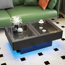 Extendable Coffee Table with Sliding Top & Hidden Storage, Center Table