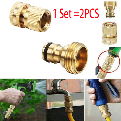 #ad 2PCS 3 4quot; Garden Hose Quick Connect Water SOLID BRASS Female Male Connector Set $5.49