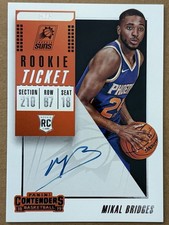 2018-19 Panini Contenders Mikal Bridges Rookie Ticket On-Card Auto Knicks Suns