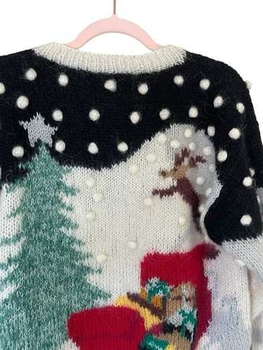 Maglione lana vintage Samantha Taylor mohair Natale donna piccolo pom Babbo Natale - Foto 11 di 14