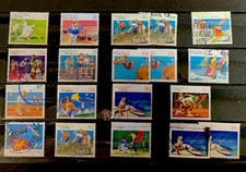 16 Briefmarken Australien aus Sport-Satz,gestempelt,ohne Papier,in Einsteckkarte