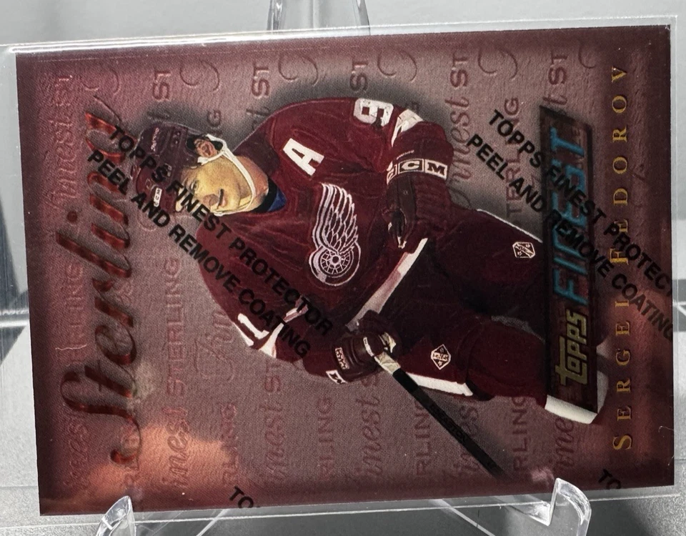 1995-96 Topps Finest Refractor Sergei Fedorov #95 HOF with protective film - Image 3 of 4