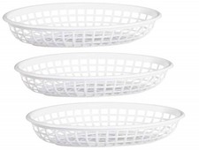 Oval Food Serving Baskets - White - 3 Pack