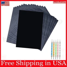 50 Sheets Carbon Paper Black Graphite Paper Transfer Tracing Paper and 5 Pieces