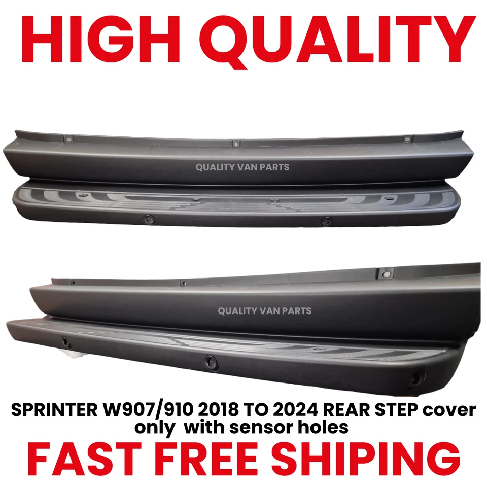 SPRINTER W907/910 2018 TO 2024 REAR STEP cover only with sensor holes+ x6 clips - Image 2 of 3