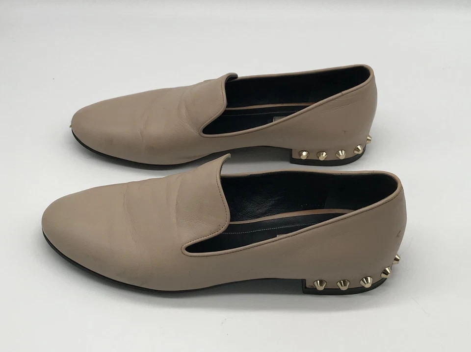 Balenciaga Womens Beige Studded-Heel Smoking Loafer sz 38.5 - Image 3 of 4