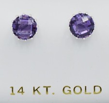 GENUINE 2.48 Cts AMETHYST STUD EARRINGS 14K SOLID WHITE GOLD - FREE APPRAISAL