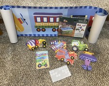 Olive Kids Light Switch Plate, Wallies Wallpaper Border TRAINS PLANES  TRUCKS