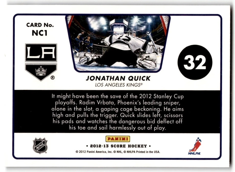 Jonathan Quick 2012-13 Score Net Cam #NC1 Los Angeles Kings - Image 2 of 2