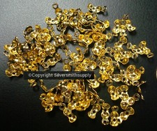 100 Yellow Gold 4mm closed clam shell metal bead tips clasp findings FPC381
