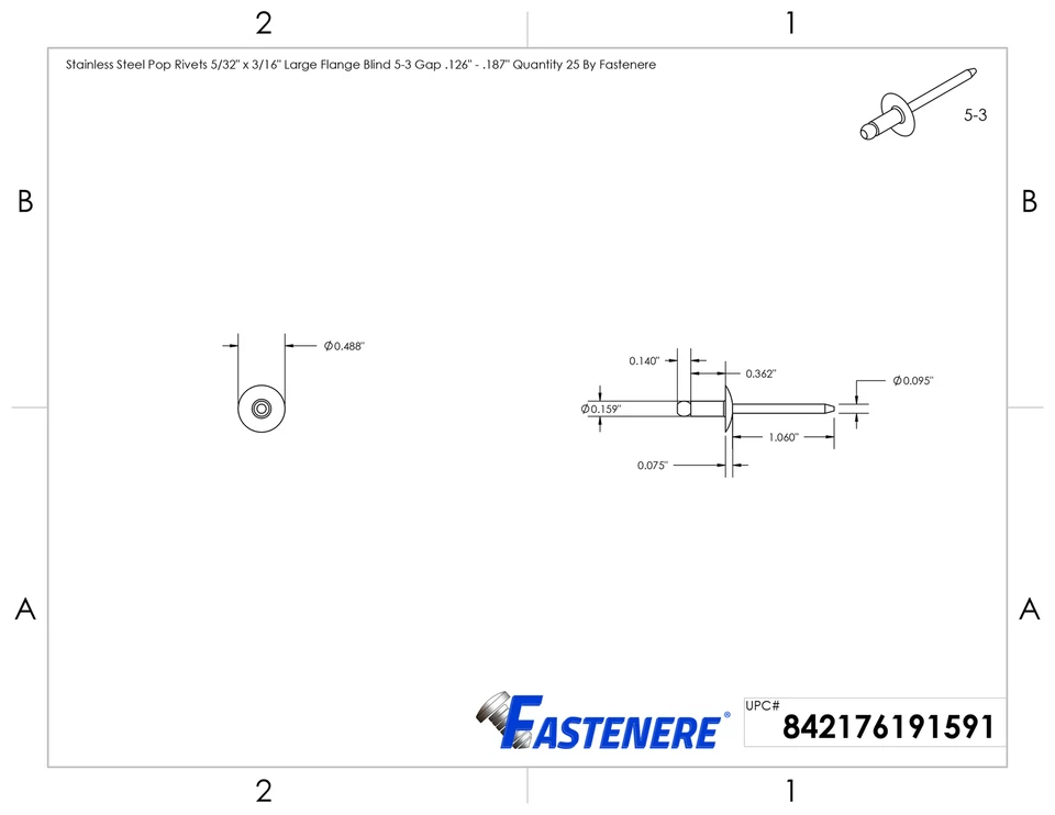Gran Brida Acero Inoxidable Pop Remaches Domo Cabeza Persiana Todos los Tamaños y Longitudes