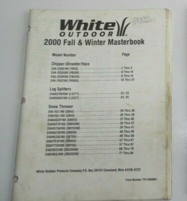 White Outdoor MTD 2000 Fall & Winter Master Book 770-2000W2 S19DV