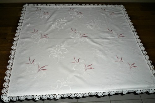 Super centrotavola damascato 106 cm / 106 cm fatto a mano ottimo shabby chic - Foto 11 di 12