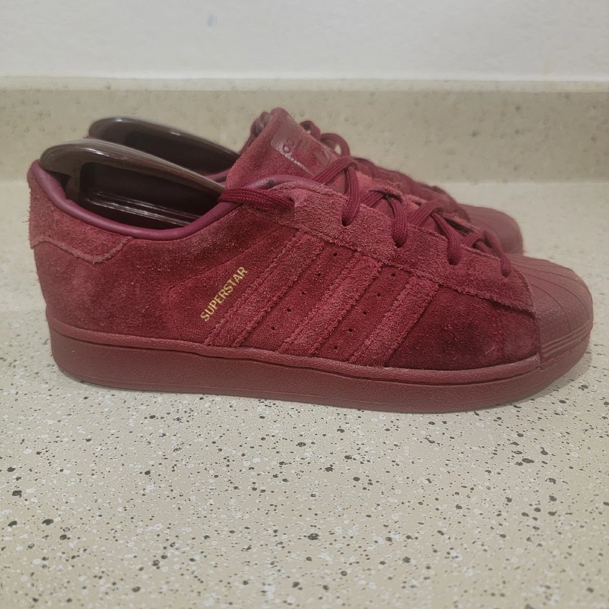 Adidas superstar suede clearance maroon