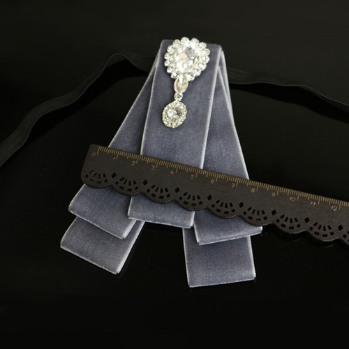 Men Retro Velvet Pre-Tied Crystal Wedding Necktie Neck Bow Tie Charm Collar Chic - Picture 5 of 13