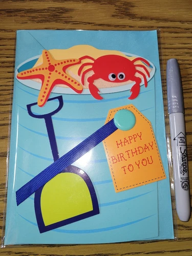 3D Greeting Card C.R. Gibson Happy Birthday Ocean Beach Summer Vacation Cute
