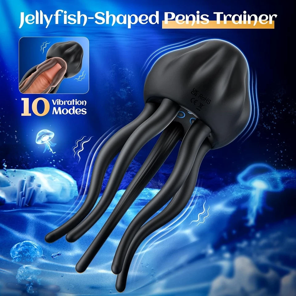 Male Masturbator Stroker Penis Vibrator Sex Toy for Men Women Couples Jellyfish - Image 3 of 4