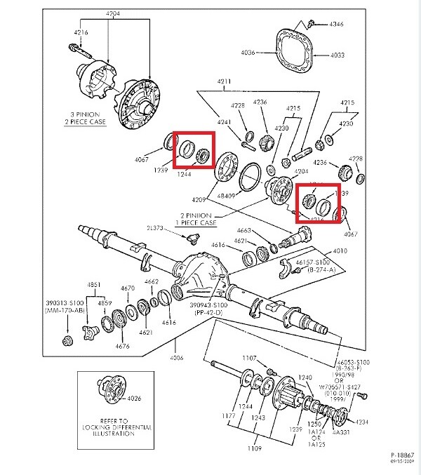 Ford Sterling Rear Axle 10.25 & 10.5 Carrier Bearing & Diff Cover