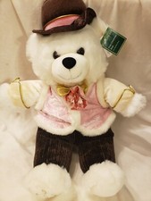 HOLIDAY CHRISTMAS TEDDY BEAR PLUSH PINK GOLD GLITTER OUTFIT HAT NWT 201O