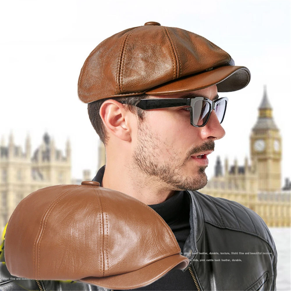 Leather newsboy store cap uk