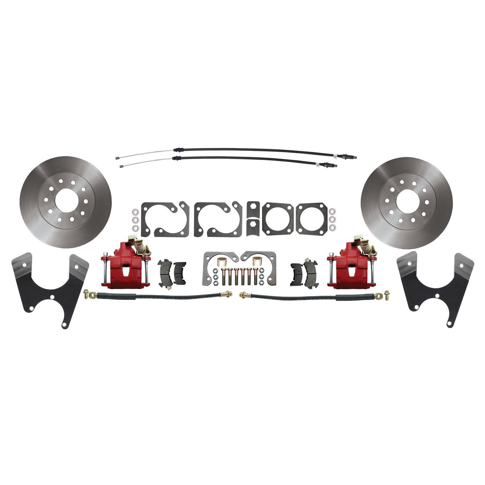 Staggered Rear Disc Brake Kit, GM F/X Body, 10 & 12 Bolt, Red Falak