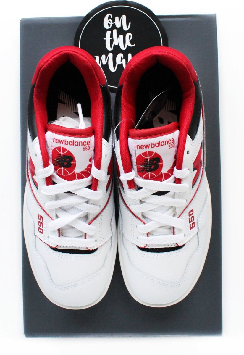 New Balance 550 White Team Red Black Leather UK 3 4 5 US EUR 36 37 BB550SE1  New